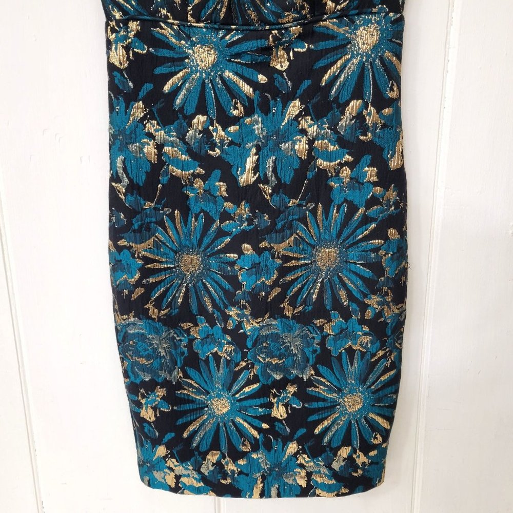 Trina Turk Black, Metallic Gold and Teal Sleeveless Cocktail Dress NWOT - Picture 5 of 6